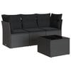 vidaXL 4-delige Loungeset met kussens poly rattan zwart