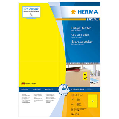 HERMA Etiketten universeel 100 vellen A4 105x148 mm geel
