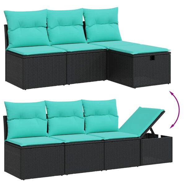 vidaXL 7-delige Loungeset met kussens poly rattan grijs