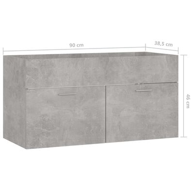 vidaXL Wastafelkast 90x38,5x46 cm bewerkt hout betongrijs
