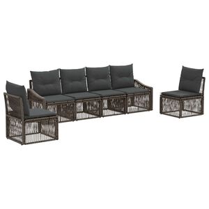 vidaXL Tuinbankenset 6 st Grijs poly rattan