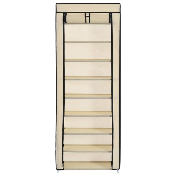 vidaXL Schoenenkast met hoes 57x29x162 cm stof crème