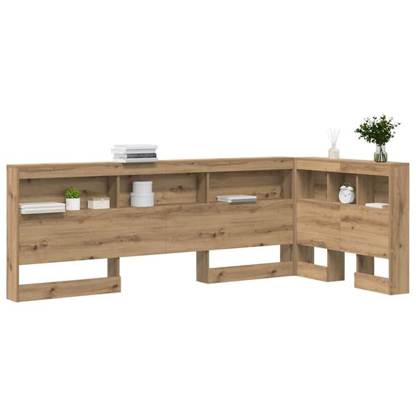 vidaXL Opberghoofdbord met plank Artisan Eiken 75 cm Bewerkt hout