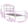 vidaXL Bed met boekenkast zonder matras grenenhout wasbruin 75x190 cm
