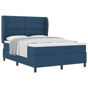vidaXL Boxspring bed met matras met hoofdeinde Blauw 140 x 190 cm Stof