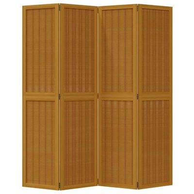 vidaXL Kamerscherm met 4 panelen massief paulowniahout bruin
