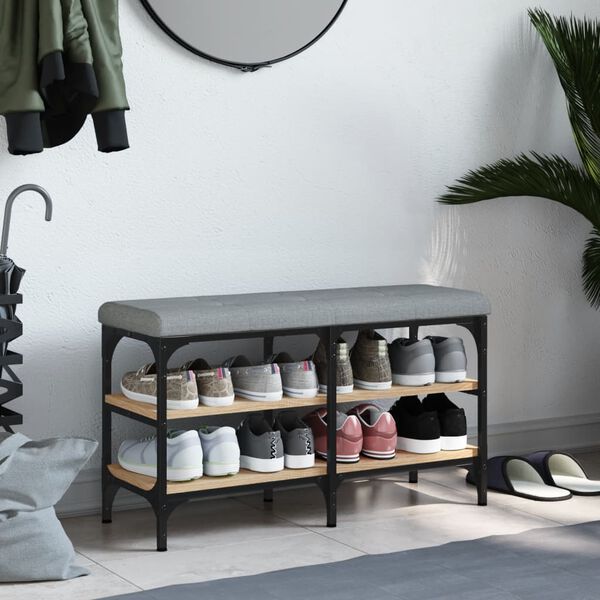 vidaXL Schoenenbank 82x32x47 cm bewerkt hout sonoma eikenkleurig