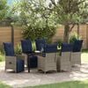 vidaXL Tafel en stoelen set met kussen 7 pcs Grijs PE Rattan