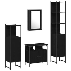 vidaXL Badkamermeubelset 4 st Zwart Eiken 33 x 33 x 185,5 cm