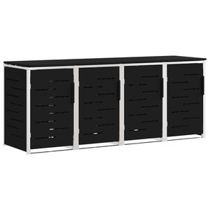 vidaXL Containerombouw for 4 Bins 240L Roestvrij staal Zwart