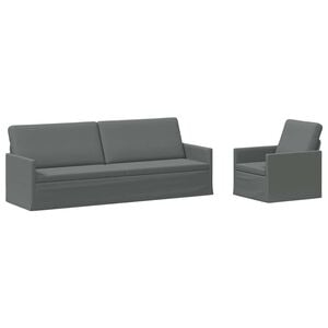 vidaXL Bankstel 2 pcs Donkergrijs Stof