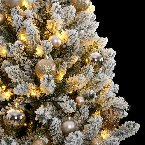 vidaXL Kunstkerstboom met scharnieren 300 LED's en kerstballen 210 cm
