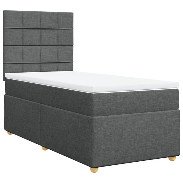 vidaXL Boxspring met matras stof donkergrijs 100x200 cm