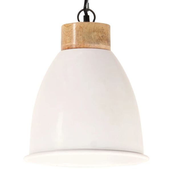 vidaXL Hanglamp industrieel E27 23 cm ijzer en massief hout wit