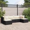 vidaXL 6-delige Loungeset met kussens poly rattan zwart