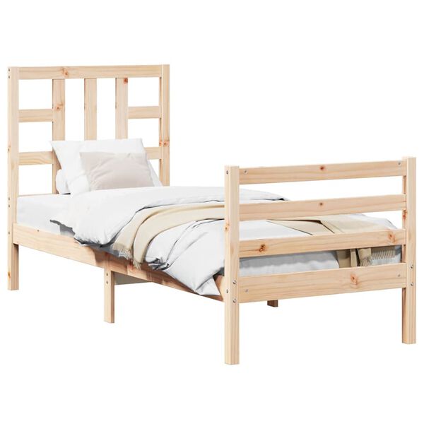 vidaXL Bedframe met hoofdbord massief hout