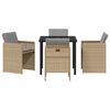 vidaXL Tuin eettafelset met kussen 5 pcs Beige poly rattan