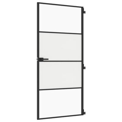 vidaXL Binnendeur smal 93x201,5 cm gehard glas en aluminium zwart