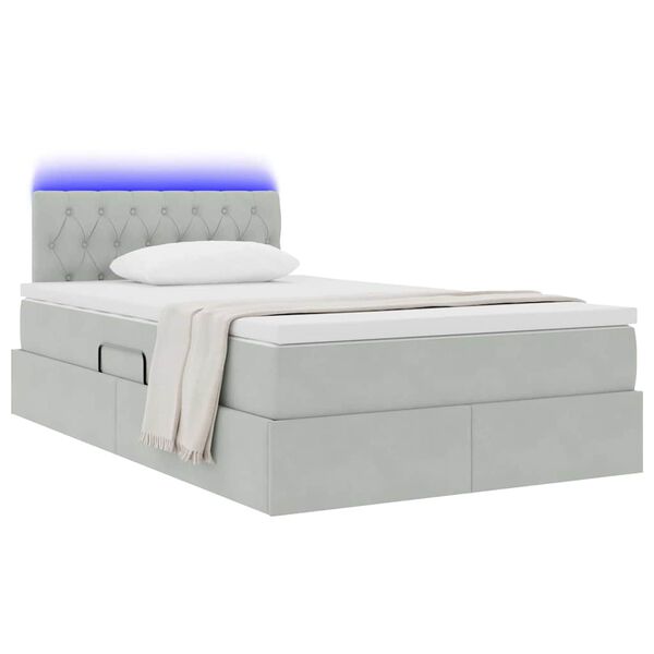 vidaXL Opbergbed met LED met matras Lichtgrijs 120 x 190 cm Fluweel
