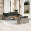 vidaXL 10-delige Loungeset met kussens poly rattan grijs