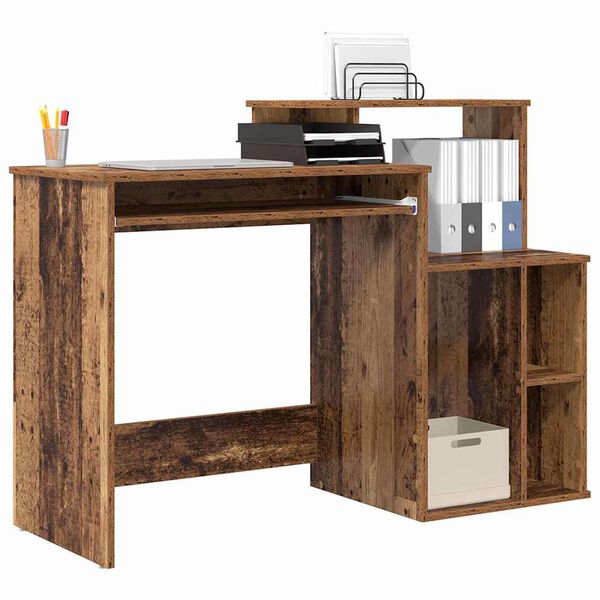 vidaXL Bureau met lade Oud Hout 120,5 x 44 x 88,5 cm Bewerkt hout