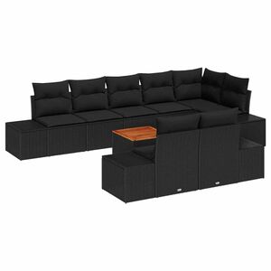vidaXL Tuin Sofa Set 9 pcs Zwart