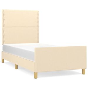vidaXL Bedframe zonder matras 90x190 cm stof cr&egrave;mekleurig