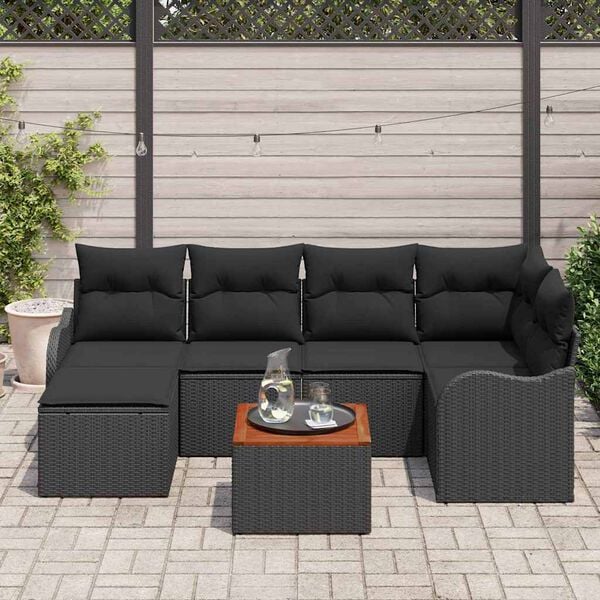 vidaXL Tuin Sofa Set 7 pcs Zwart