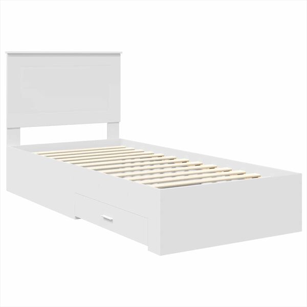 vidaXL Bedframe met hoofdeinde Wit en Zilver 75 x 190 cm Bewerkt hout