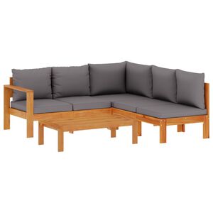 vidaXL 4-delige Loungeset met kussens massief acaciahout