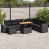 vidaXL 9-delige Loungeset met kussens poly rattan acacia zwart