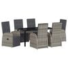 vidaXL Tuin eettafelset 7 st Grijs poly rattan
