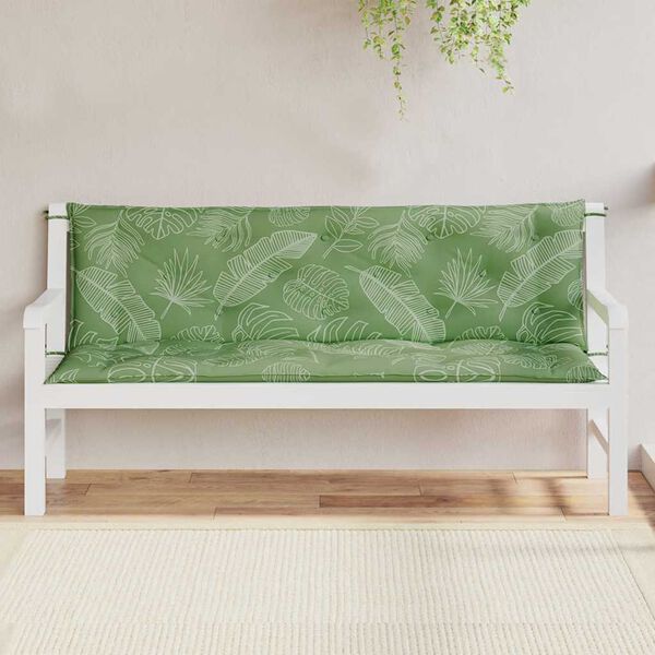 vidaXL Tuinbankkussens 2 st bladpatroon 150x50x7 cm stof