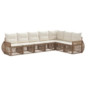 vidaXL Tuinbankenset 7 pcs Beige en Cr&egrave;me Wit poly rattan