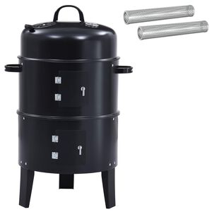 vidaXL Buiten Grill &Oslash; 40 x 80 cm Staal Zwart