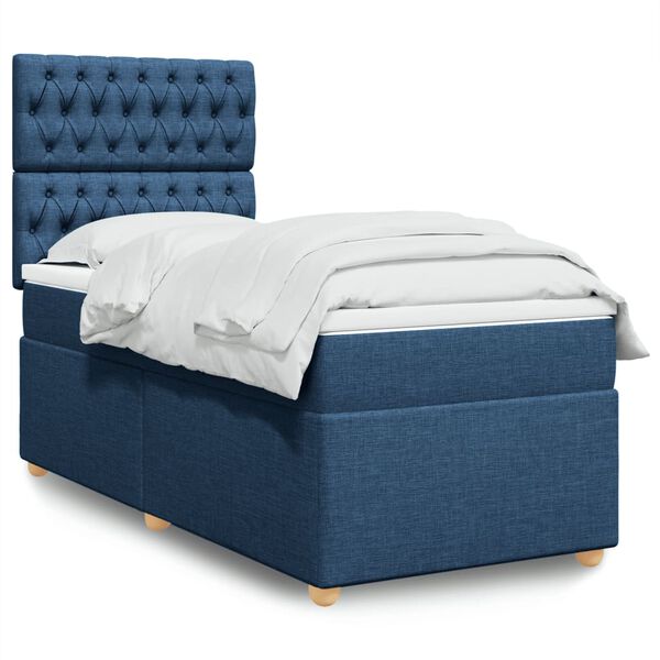 vidaXL Boxspring met matras stof blauw 80x200 cm