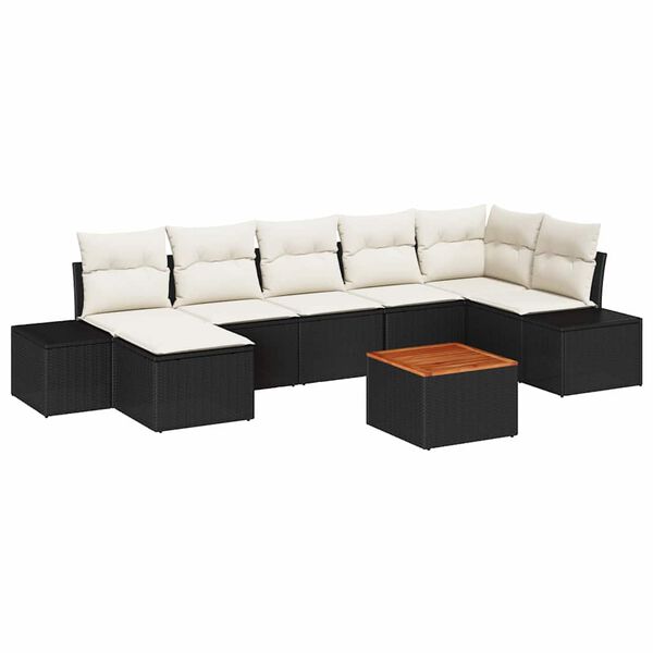 vidaXL Tuin Sofa Set met kussen 8 pcs Zwart Poly riet