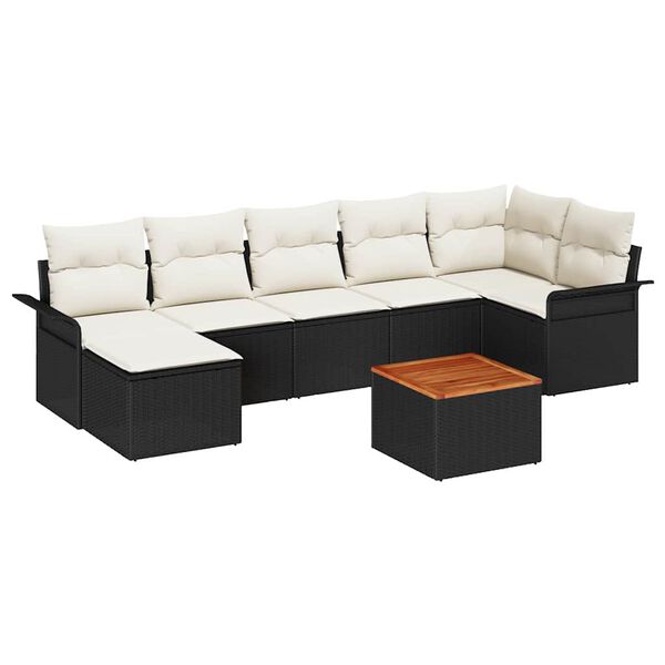 vidaXL Tuin Sofa Set met kussen met opslag 8 pcs Zwart en Cr&egrave;me