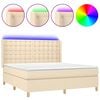 vidaXL Boxspring met matras en LED stof cr&egrave;mekleurig 180x200 cm