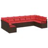vidaXL Tuinbankenset 10 st Bruin en Rood poly rattan