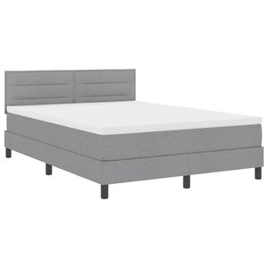 vidaXL Boxspring bed met matras met LED Lichtgrijs 140 x 200 cm Stof