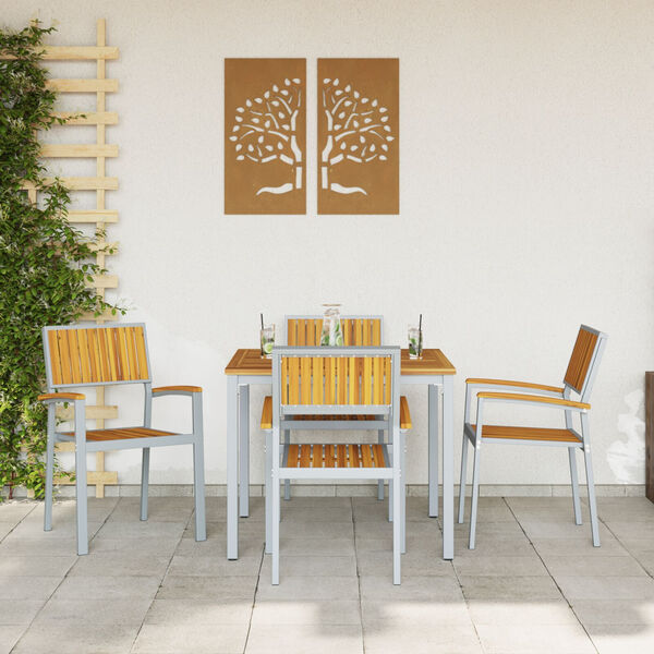 vidaXL Tuin Eetset 5 pcs Grijs en bruin 90 x 90 x 75 cm