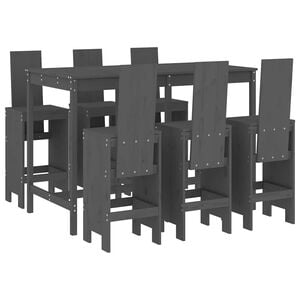 vidaXL 7-delige Tuinbarset massief grenenhout grijs