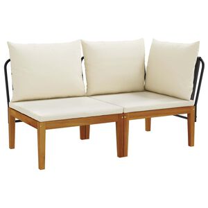 vidaXL 2 st Tuin Loungeset met Kussens Massief acaciahout & touw