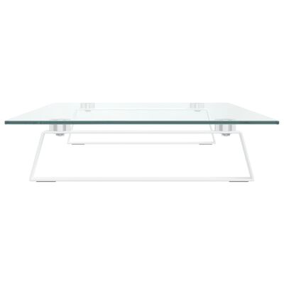 vidaXL Monitorstandaard 80x35x8 cm gehard glas en metaal wit