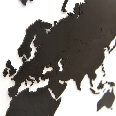 MiMi Innovations Wereldkaart muurdecoratie Luxury 90x54 cm hout zwart