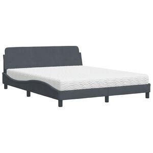 vidaXL Bed met matras "Dover" fluweel donkergrijs 160x200 cm