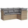 vidaXL 4-delige Loungeset met kussens poly rattan beige