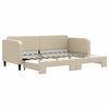 vidaXL Slaapbank met onderschuifbed 80x200 cm stof crèmekleurig