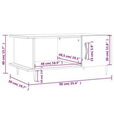 vidaXL Salontafel 90x50x40 cm bewerkt hout wit